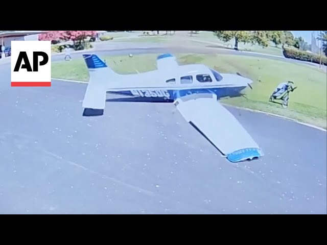 Small plane crash lands onto golf course in Sacramento, California