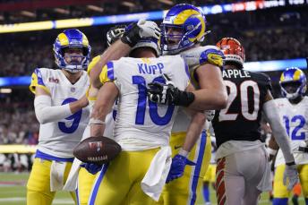 Super Bowl Photo Gallery Thrills and agony as Rams win Super Bowl - Los Angeles Rams punter Johnny Hekker