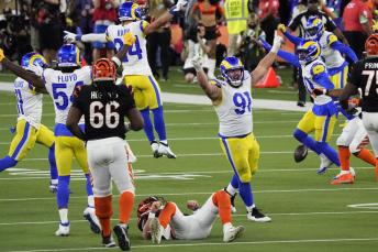 Super Bowl Photo Gallery Thrills and agony as Rams win Super Bowl - Los Angeles Rams punter Johnny Hekker